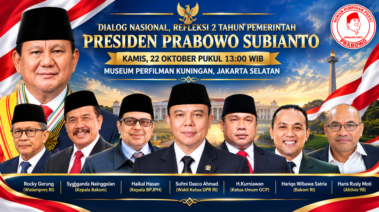 22 Oktober 2026 Gerakan Cinta Prabowo Siap Gelar Refleksi 2 Tahun Pemerintahan Prabowo